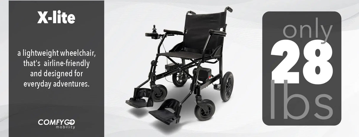 ComfyGo X-Lite Foldable Electric Wheelchair - weighs 28 lbs