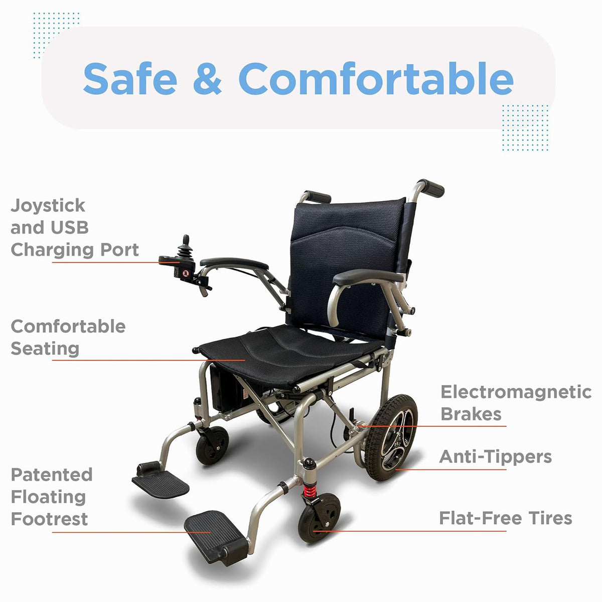 Journey Air Lightweight Folding Power Chair - 35 lbs