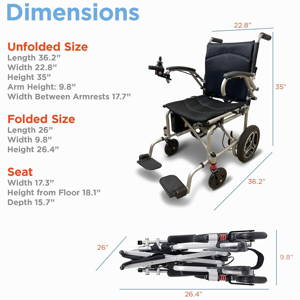 Journey Air Lightweight Folding Power Chair - 35 lbs