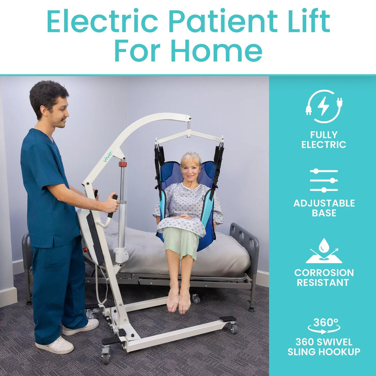 Vive Health Electric Patient Lift - 400 lbs weight capacity