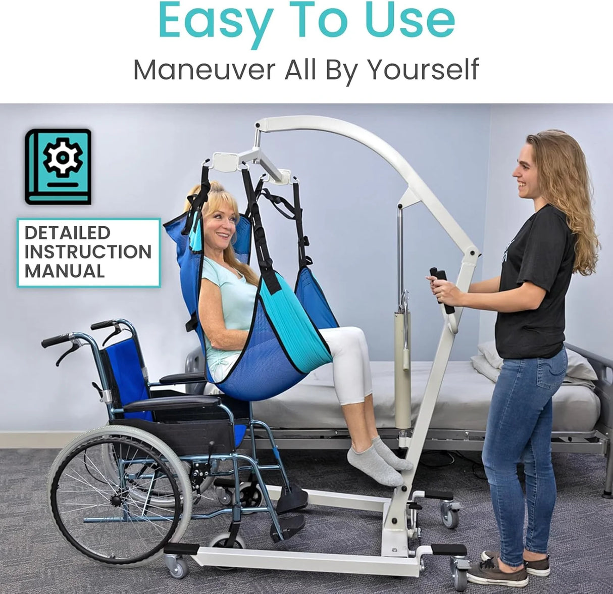 Vive Health Hydraulic Patient Lift - 400 lbs weight capacity