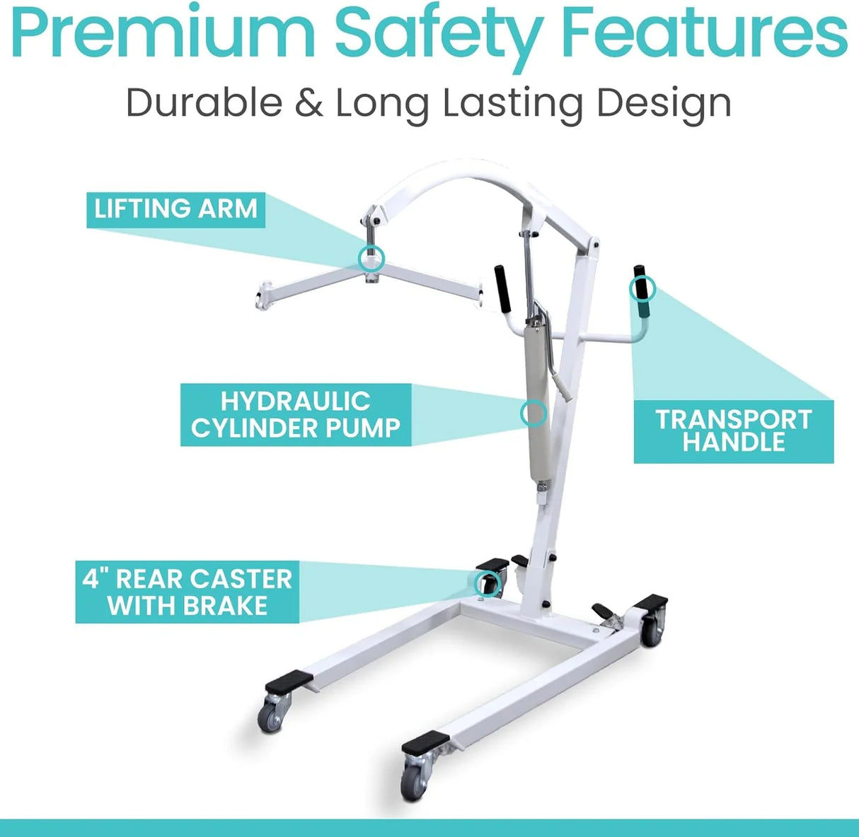 Vive Health Hydraulic Patient Lift - 400 lbs weight capacity