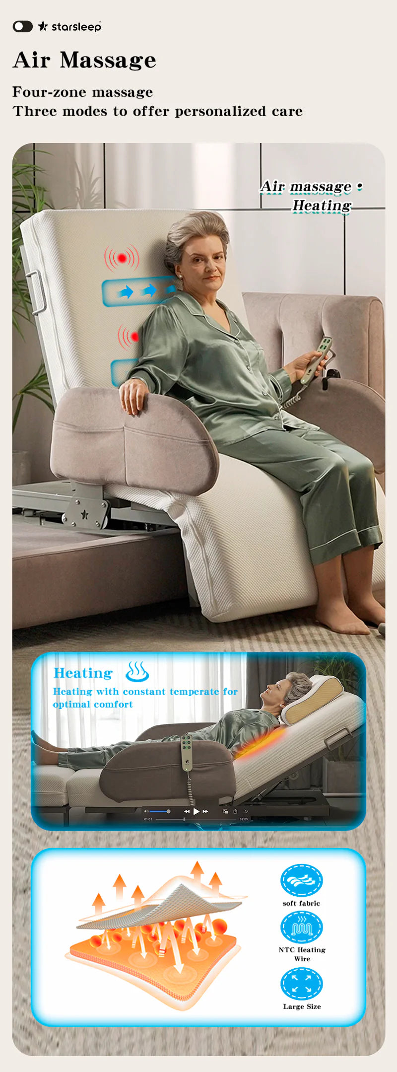 Starsleep Orin Rotating Bed Adjustable Hospital Bed