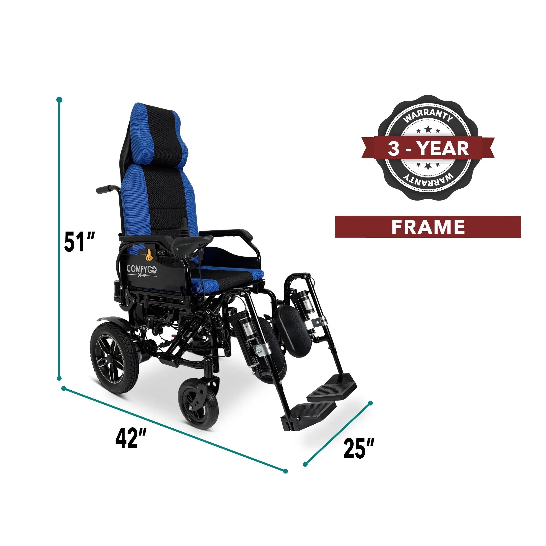 ComfyGO X-9 Remote Controlled Wheelchair Reclining Backrest & Leg