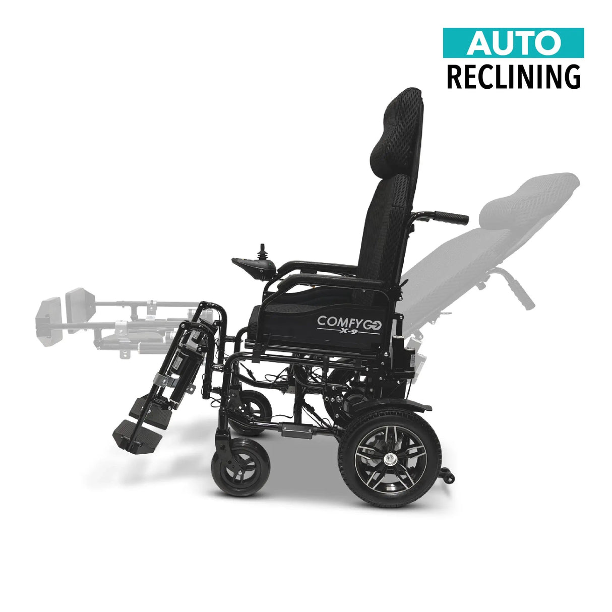 ComfyGO X-9 Remote Controlled Wheelchair with Reclining Backrest and Leg Rests