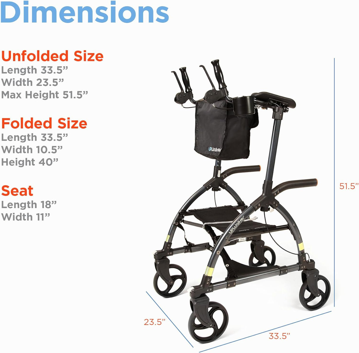 The Original Upwalker Upright Walker and Rollator with Seat