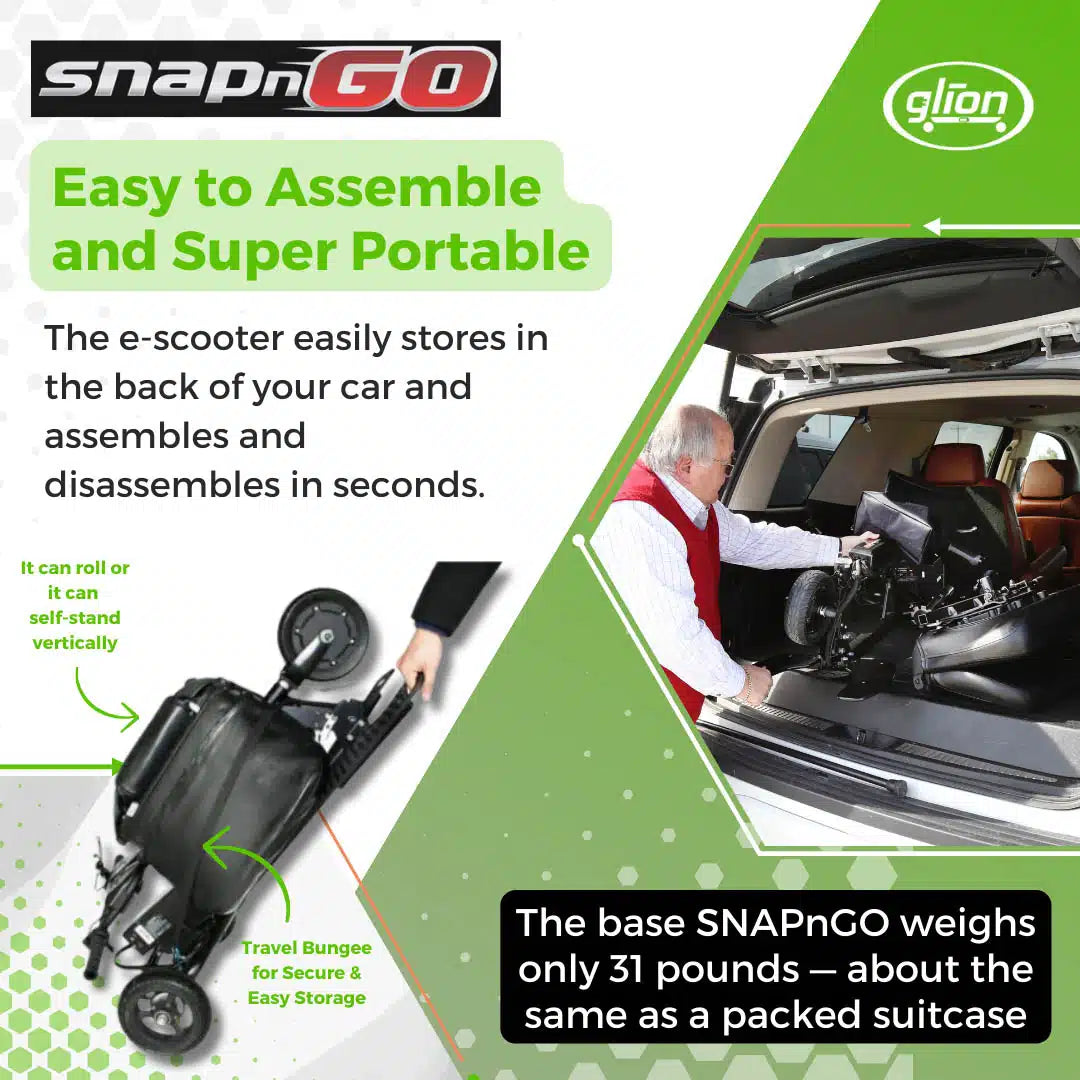 SNAPnGO Electric Travel Mobility Scooter - Swivel Seat