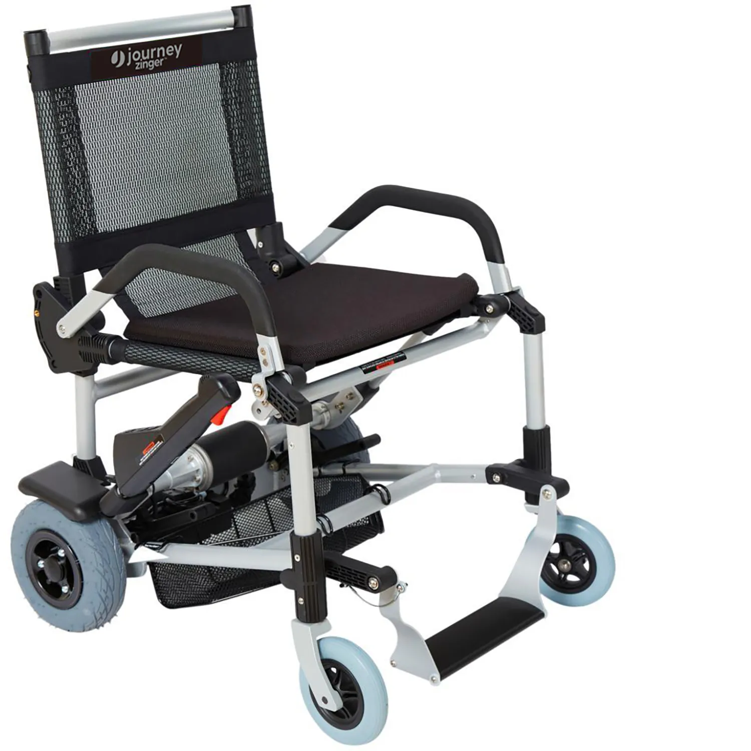 Folding Wheelchair (Open Box) | Journey Zinger Power Chair | Black | Two-Handed Control
